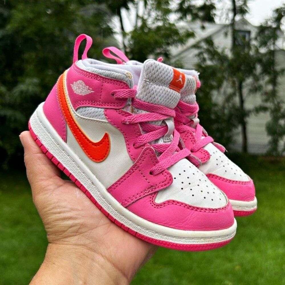 Jordan Air Jordan 1 Mid Girls Baby/Toddler Sneakers Pink White Orange 10C